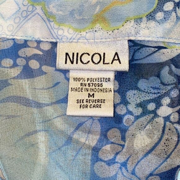 Nicola Sheer Floral Blue 3/4 Sleeves Top (Size Medium) - Picture 6 of 6